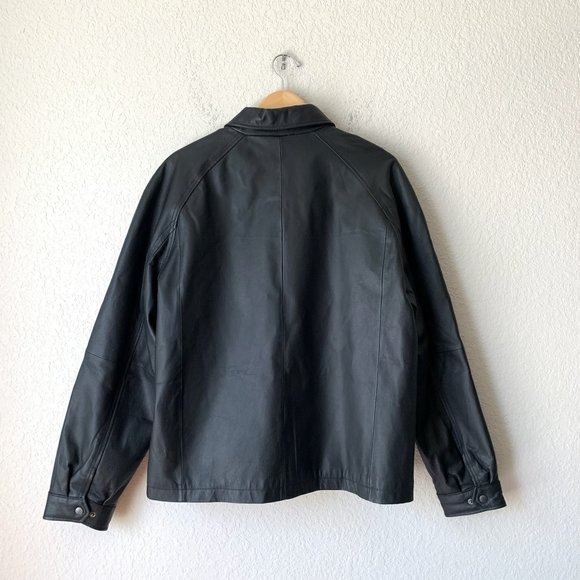 SADDLEBRED Black Leather Full-Zip Motorcycle Jacket - Picture 5 of 7